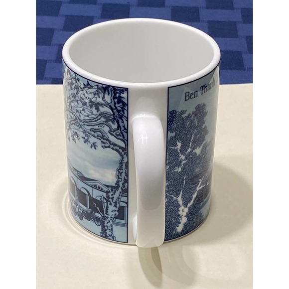 Minh Long Porcelain Blue Coffee Mug Ben Thanh Market Vietnam 12 Oz. - Picture 3 of 11